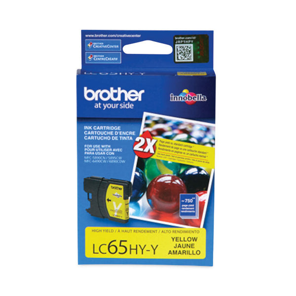 Brother LC65HYY Innobella High-Yield Ink, 750 Page-Yield, Yellow (BRTLC65HYY)