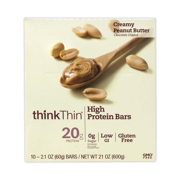 thinkThin® High Protein Bars, Creamy Peanut Butter, 2.1 oz Bar, 10 Bars/Carton, Ships in 1-3 Business Days (GRR30700113)