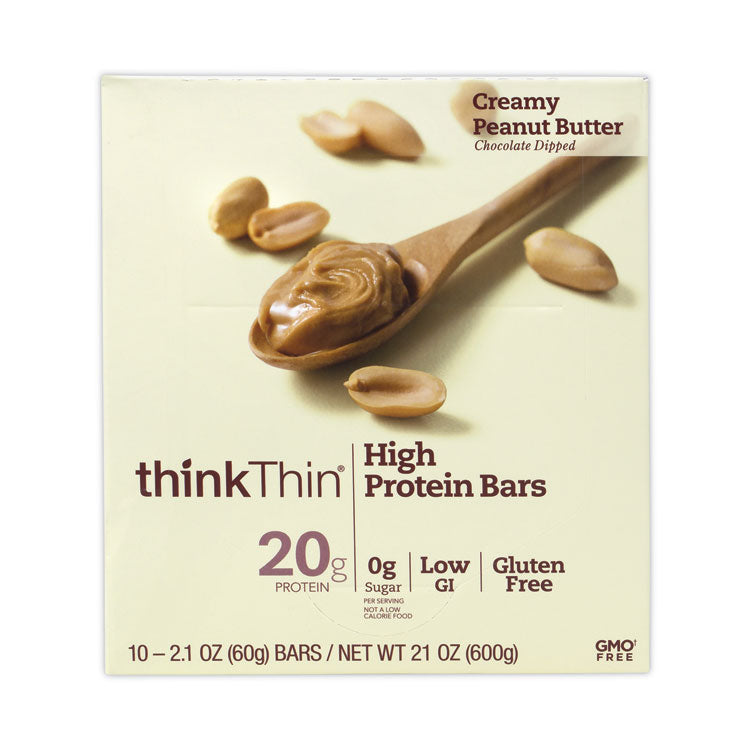 thinkThin® High Protein Bars, Creamy Peanut Butter, 2.1 oz Bar, 10 Bars/Carton, Ships in 1-3 Business Days (GRR30700113) Each