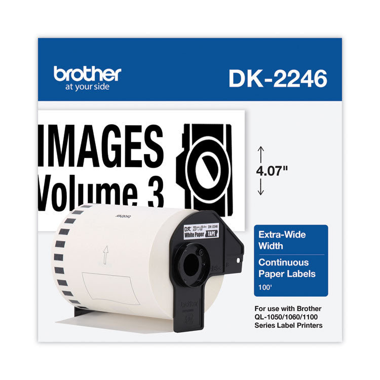 Brother P-Touch® DK2246 Label Tape, 4.07" x 100 ft, Black on White (BRTDK2246)