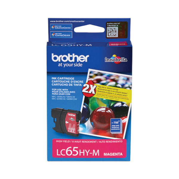 Brother LC65HYM Innobella High-Yield Ink, 750 Page-Yield, Magenta (BRTLC65HYM)