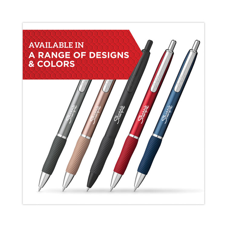Sharpie® S-Gel™ S-Gel Premium Metal Barrel Gel Pen, Retractable, Medium 0.7 mm, Black Ink, Black Barrel, 4/Pack (SAN2153578) Pack of 4