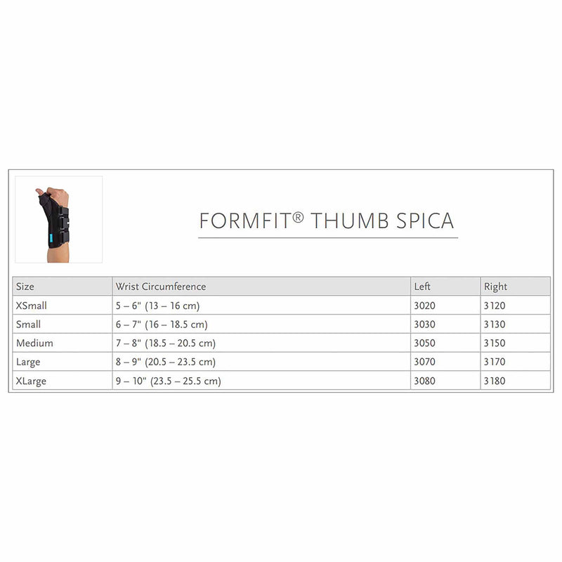 Ossur® Formfit® Thumb Spica Large D-Ring / Hook and Loop Strap Closure Right Hand Black (341422_EA) 1/EA