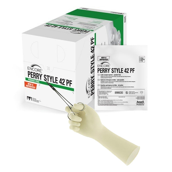 ENCORE® Perry® Style 42® PF Surgical Glove Size 6 Sterile Latex Standard Cuff Length Micro-Textured Natural Chemo Tested (1012594_CS) 200/CS