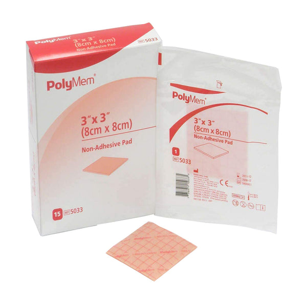 PolyMem® Foam Dressing 3 X 3 Inch Without Border Film Backing Nonadhesive Square Sterile (258749_EA) 1/EA