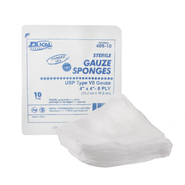 Dukal™ Gauze Sponge 4 X 4 Inch 8-Ply Sterile 10 per Tray (768876_CS) 1280/CS