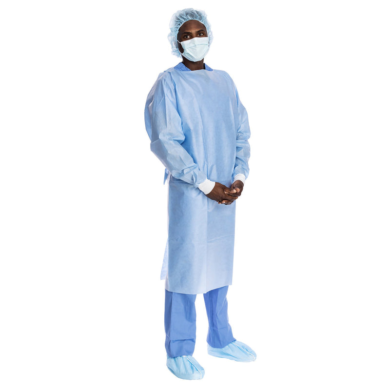 Halyard Protective Procedure Gown One Size Fits Most Blue NonSterile Not Rated Disposable (691480_CS) 100/CS