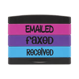 Trodat® Interlocking Stack Stamp, EMAILED, FAXED, RECEIVED, 1.81" x 0.63", Assorted Fluorescent Ink (USS8800) Each