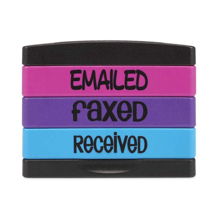 Trodat® Interlocking Stack Stamp, EMAILED, FAXED, RECEIVED, 1.81" x 0.63", Assorted Fluorescent Ink (USS8800) Each