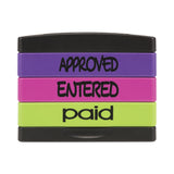 Trodat® Interlocking Stack Stamp, APPROVED, ENTERED, PAID, 1.81" x 0.63", Assorted Fluorescent Ink (USS8802) Each