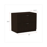 Alera® Alera Valencia Series Lateral File, 2 Legal/Letter-Size File Drawers, Espresso, 34" x 22.75" x 29.5" (ALEVA513622ES)