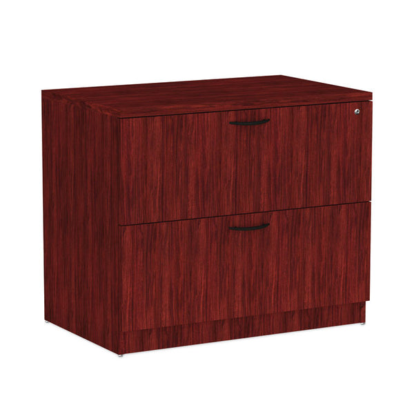 Alera® Alera Valencia Series Lateral File, 2 Legal/Letter-Size File Drawers, Mahogany, 34" x 22.75" x 29.5" (ALEVA513622MY)