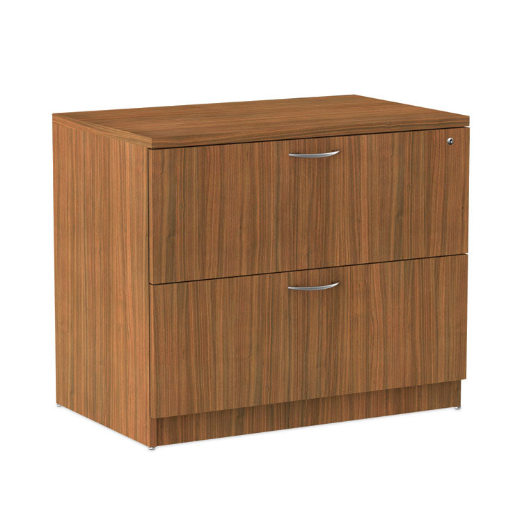 Alera® Alera Valencia Series Lateral File, 2 Legal/Letter-Size File Drawers, Modern Walnut, 34" x 22.75" x 29.5" (ALEVA513622WA)