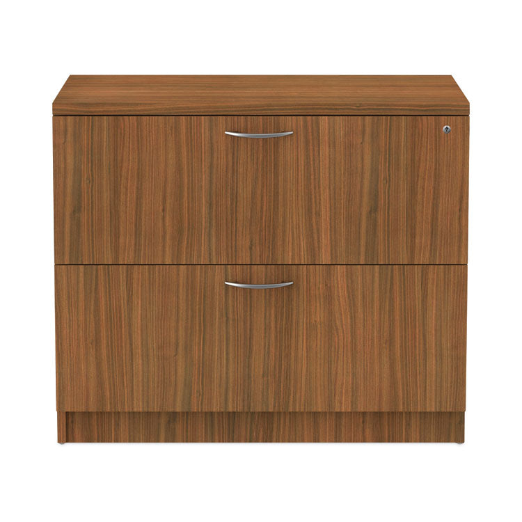 Alera® Alera Valencia Series Lateral File, 2 Legal/Letter-Size File Drawers, Modern Walnut, 34" x 22.75" x 29.5" (ALEVA513622WA)