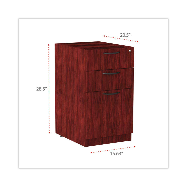 Alera® Alera Valencia Series Full Pedestal File, Left/Right, 3-Drawers: Box/Box/File, Legal/Letter, Mahogany, 15.63" x 20.5" x 28.5" (ALEVA532822MY)