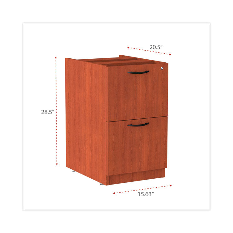 Alera® Alera Valencia Series Full Pedestal File, Left/Right, 2 Legal/Letter-Size File Drawers, Medium Cherry, 15.63" x 20.5" x 28.5" (ALEVA542822MC)