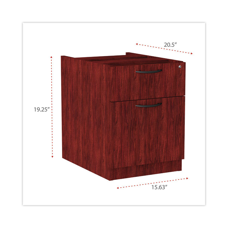 Alera® Alera Valencia Series Hanging Pedestal File, Left/Right, 2-Drawers: Box/File, Legal/Letter, Mahogany, 15.63" x 20.5" x 19.25" (ALEVA552222MY)