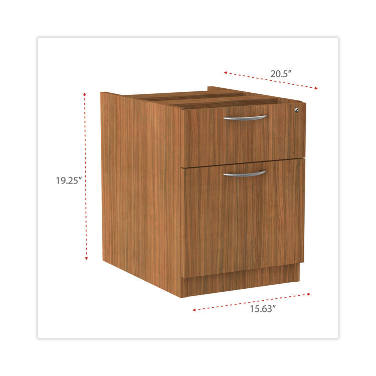 Alera® Alera Valencia Series Hanging Pedestal File, Left/Right, 2-Drawer: Box/File, Legal/Letter, Modern Walnut,15.63 x 20.5 x 19.25 (ALEVA552222WA)