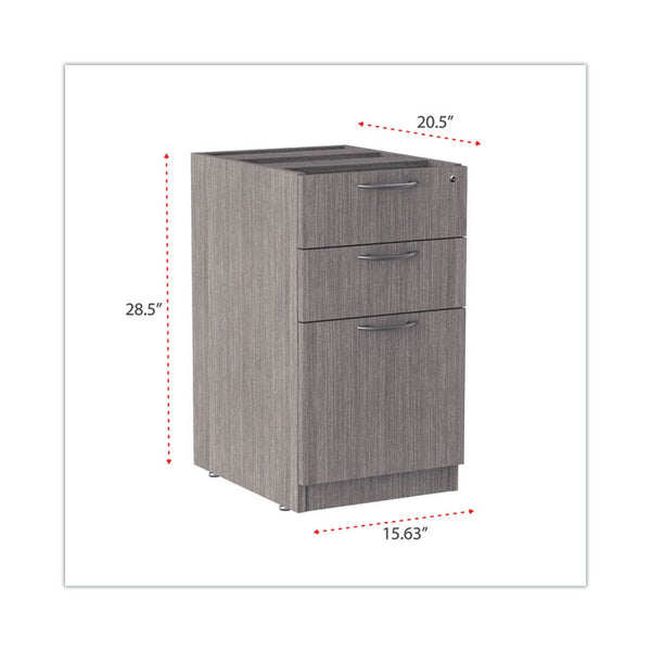 Alera® Alera Valencia Series Full Pedestal File, Left/Right, 3-Drawers: Box/Box/File, Legal/Letter, Gray, 15.63" x 20.5" x 28.5" (ALEVA532822GY)