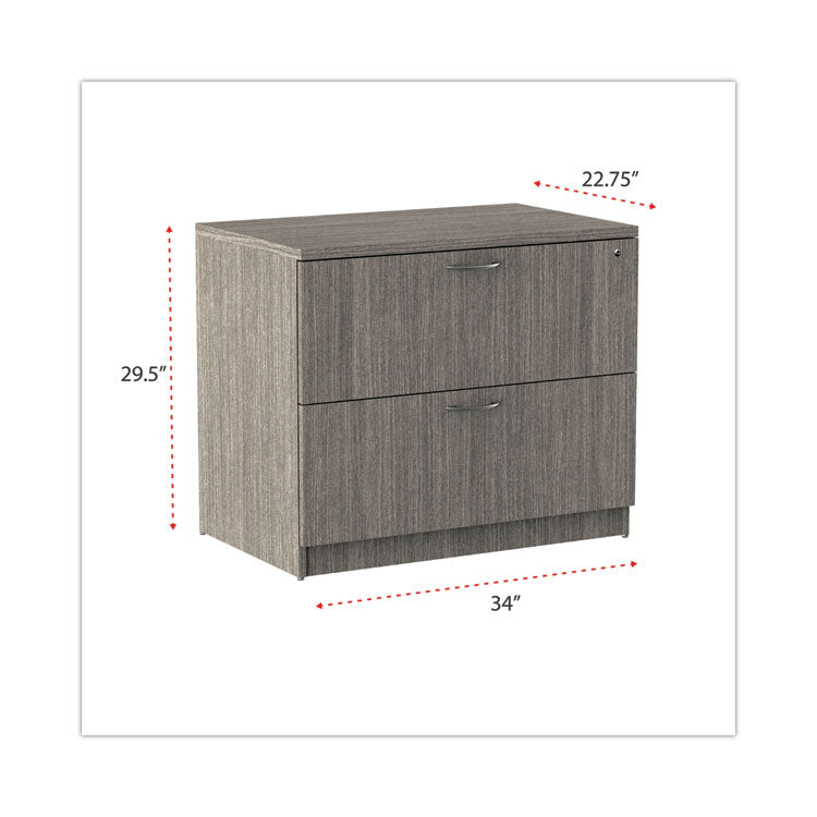 Alera® Alera Valencia Series Lateral File, 2 Legal/Letter-Size File Drawers, Gray, 34" x 22.75" x 29.5" (ALEVA513622GY)