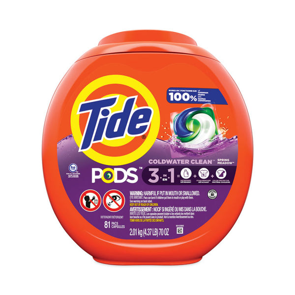 Tide® Pods, Spring Meadow, 81 Pods/Tub, 4 Tubs/Carton (PGC91781)