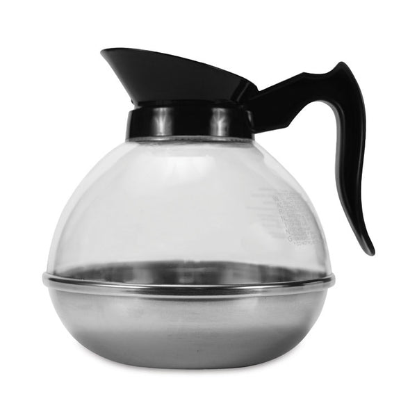 Coffee Pro Unbreakable Regular Coffee Decanter, 12-Cup, Stainless Steel/Polycarbonate, Black Handle (OGFCPU12) Each