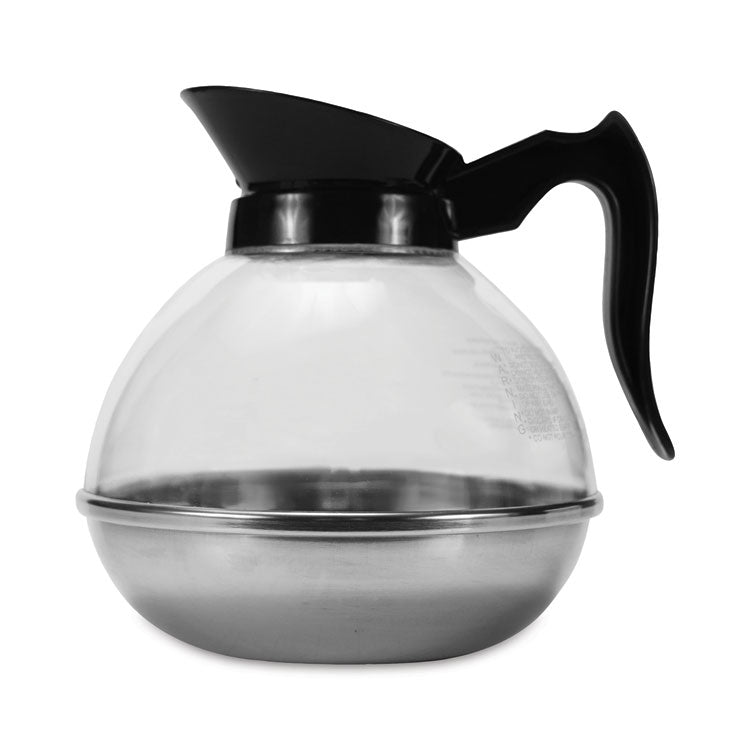 Coffee Pro Unbreakable Regular Coffee Decanter, 12-Cup, Stainless Steel/Polycarbonate, Black Handle (OGFCPU12) Each