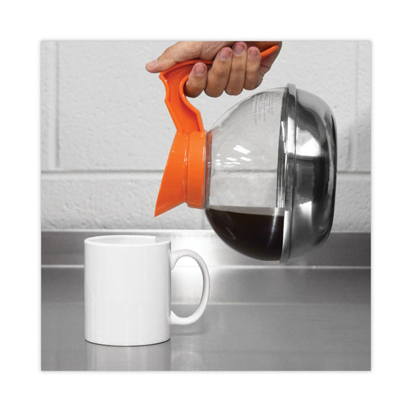 Coffee Pro Unbreakable Decaffeinated Coffee Decanter, 12-Cup, Stainless Steel/Polycarbonate, Orange Handle (OGFCPU13) Each