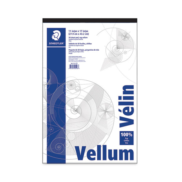 Staedtler® Mars Translucent Vellum Art and Drafting Paper, 16 lb Bristol Weight, 11 x 17, Translucent, 50/Pad (STD9461117P) 1 Pad