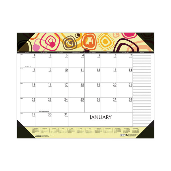 House of Doolittle™ Recycled Desk Pad Calendar, Geometric Artwork, 22 x 17, White Sheets, Black Binding/Corners,12-Month (Jan to Dec): 2026 (HOD149)