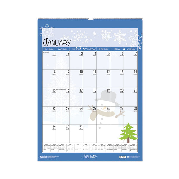 House of Doolittle™ Recycled Seasonal Wall Calendar, Illustrated Seasons Artwork, 12 x 16.5, 12-Month (Jan to Dec): 2026 (HOD339) Each