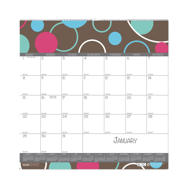 House of Doolittle™ Recycled Bubbleluxe Wall Calendar, Bubbles Artwork, 12 x 12, White/Multicolor Sheets, 12-Month (Jan to Dec): 2026 (HOD340) Each