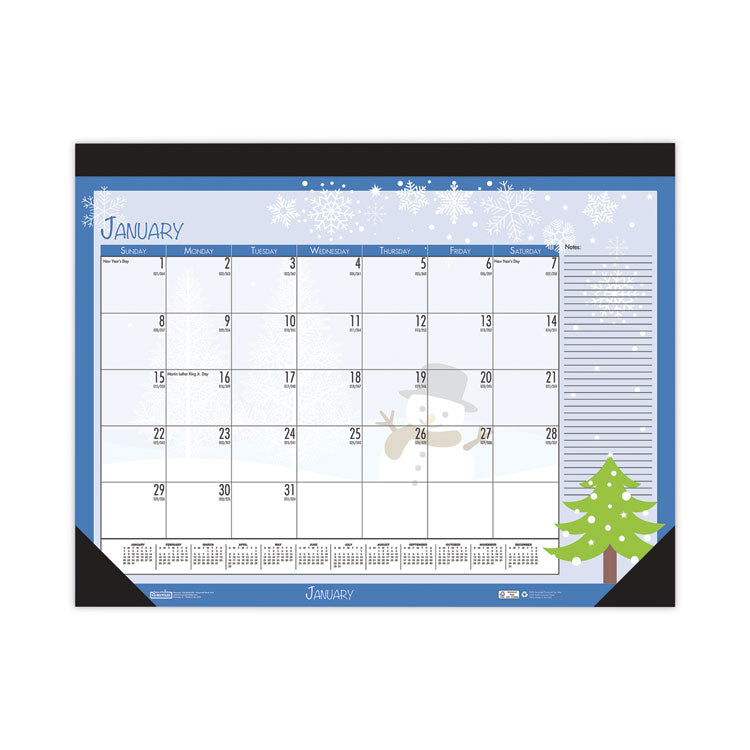 House of Doolittle™ Recycled Desk Pad Calendar, Illustrated Seasons Artwork, 18.5 x 13, Black Binding/Corners,12-Month (Jan to Dec): 2026 (HOD1396) Each
