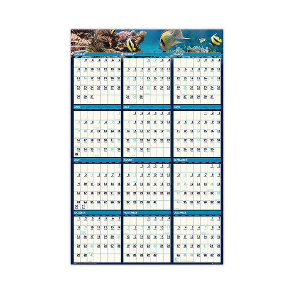 House of Doolittle™ Earthscapes Recycled Reversible/Erasable Yearly Wall Calendar, Sea Life Photos, 24 x 37, White Sheets, 12-Month(Jan-Dec):2026 (HOD3969) Each