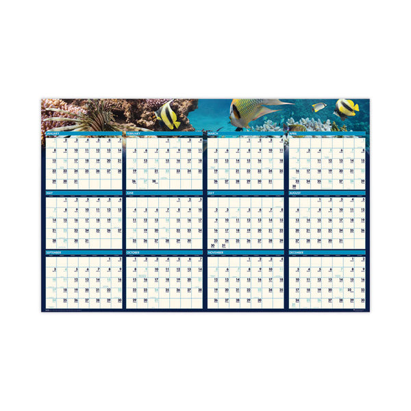 House of Doolittle™ Earthscapes Recycled Reversible/Erasable Yearly Wall Calendar, Sea Life Photos, 24 x 37, White Sheets, 12-Month(Jan-Dec):2026 (HOD3969) Each