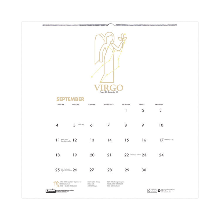 House of Doolittle™ Recycled Academic Zodiac Wall Calendar, 11 x 14, Multicolor Sheets, 12-Month (Aug to July): 2025 to 2026 (HOD3185) Each