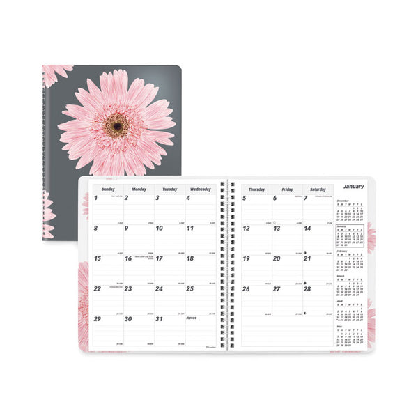 Brownline® Essential Collection 14-Month Ruled Monthly Planner, 8.88 x 7.13, Daisy Black/Pink Cover, 14-Month (Dec to Jan): 2023 to 2025 (REDCB1200G05)
