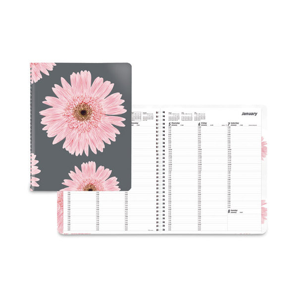 Brownline® Essential Collection Daisy Weekly Appointment Book, Columnar Format, 11 x 8.5, Navy/Gray/Pink Cover, 12-Month (Jan-Dec): 2024 (REDCB950G05)