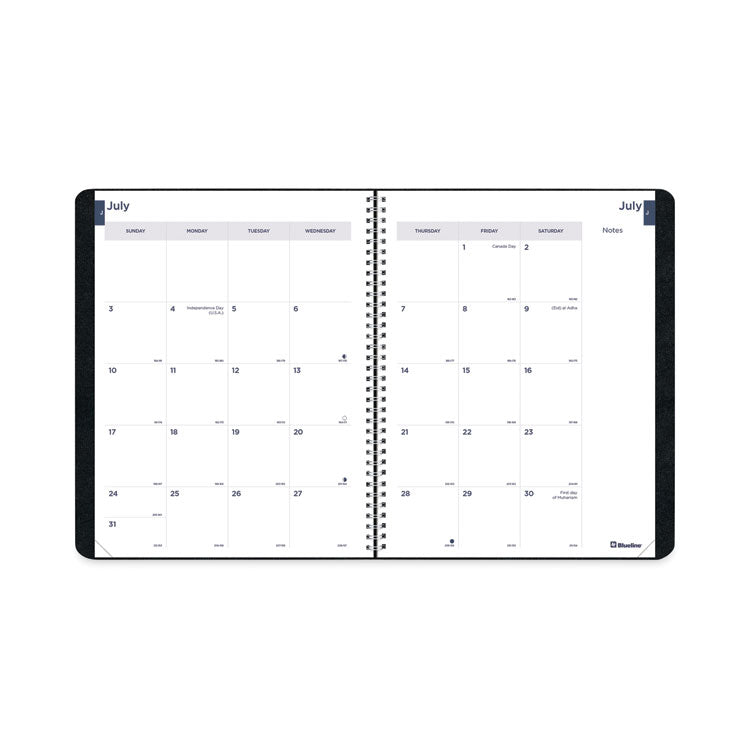 Blueline® Academic Monthly Planner, 11 x 8.5, Black Cover, 14-Month (July to Aug): 2023 to 2024 (REDCA701BLK)