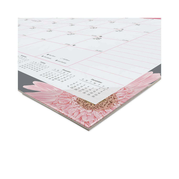 Brownline® Monthly Desk Pad Calendar, 22 x 17, Pink/White Sheets, Black Binding, 12-Month (Jan to Dec): 2024 (REDC193105)