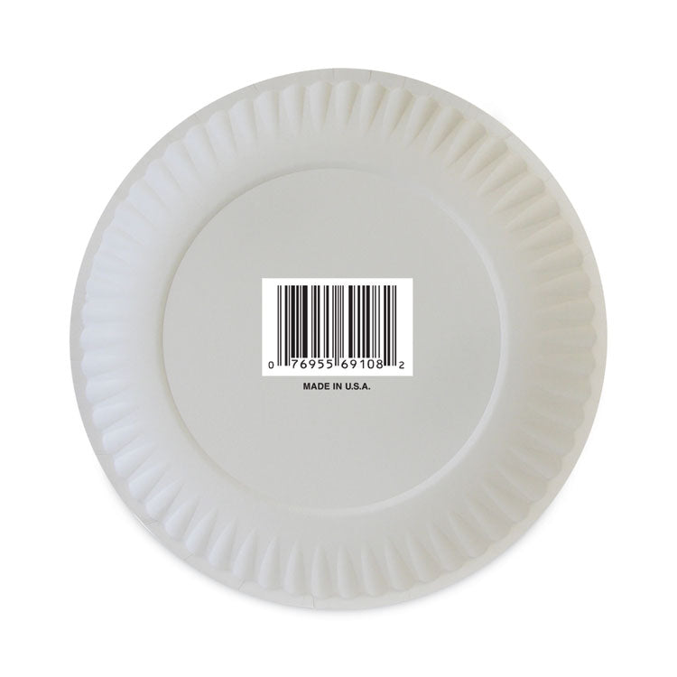 AJM Packaging Corporation Coated Paper Plates, 9" dia, White, 100/Pack, 12 Packs/Carton (AJMCP9GOAWH)