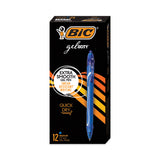 BIC® Gel-ocity Quick Dry Gel Pen, Retractable, Medium 0.7 mm, Blue Ink, Blue Barrel, Dozen (BICRGLCG11BE)