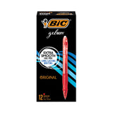 BIC® Gel-ocity Gel Pen, Retractable, Medium 0.7 mm, Red Ink, Translucent Red Barrel, Dozen (BICRLC11RD)