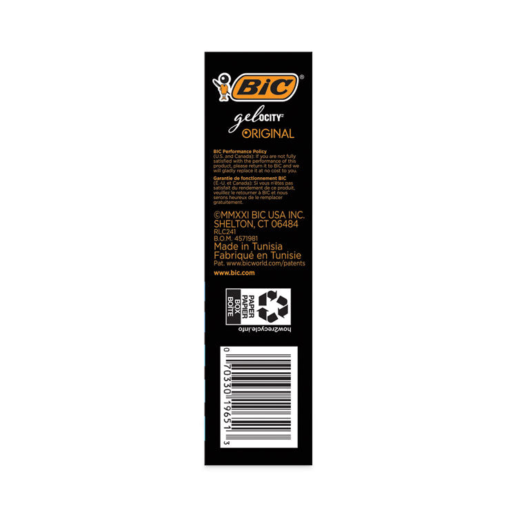 BIC® Gel-ocity Gel Pen Value Pack, Retractable, Medium 0.7 mm, Black Ink, Clear/Black Barrel, 24/Pack (BICRLC241BK)