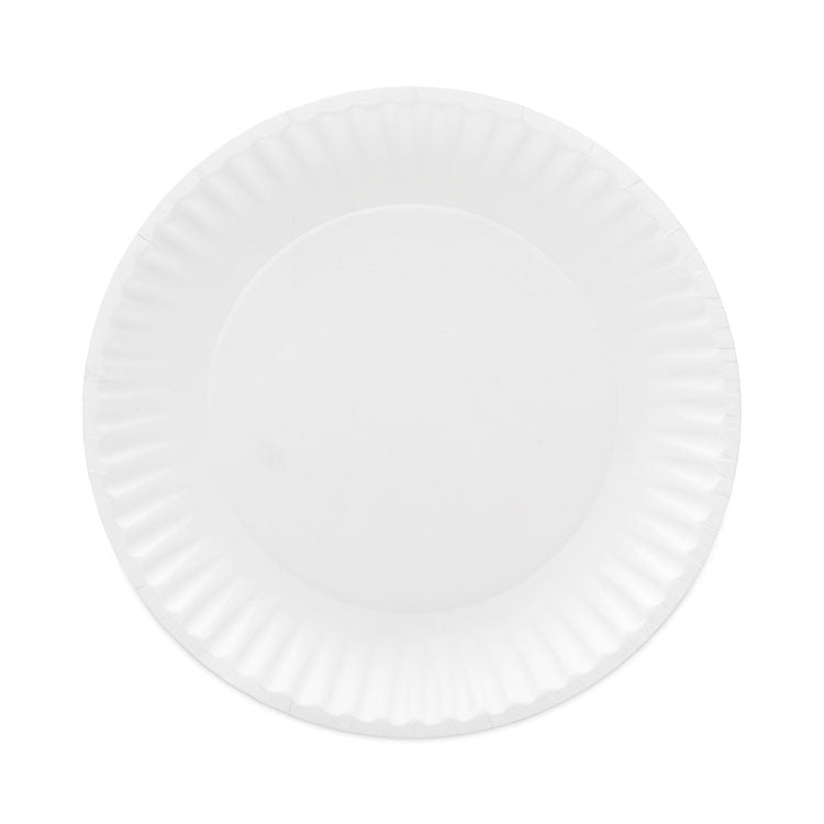 AJM Packaging Corporation Coated Paper Plates, 6" dia, White, 100/Pack, 12 Packs/Carton (AJMCP6GOAWH)