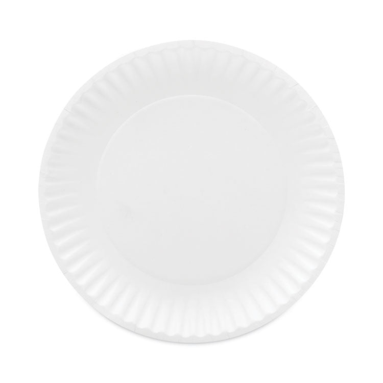 AJM Packaging Corporation Coated Paper Plates, 9" dia, White, 100/Pack, 12 Packs/Carton (AJMCP9GOAWH)