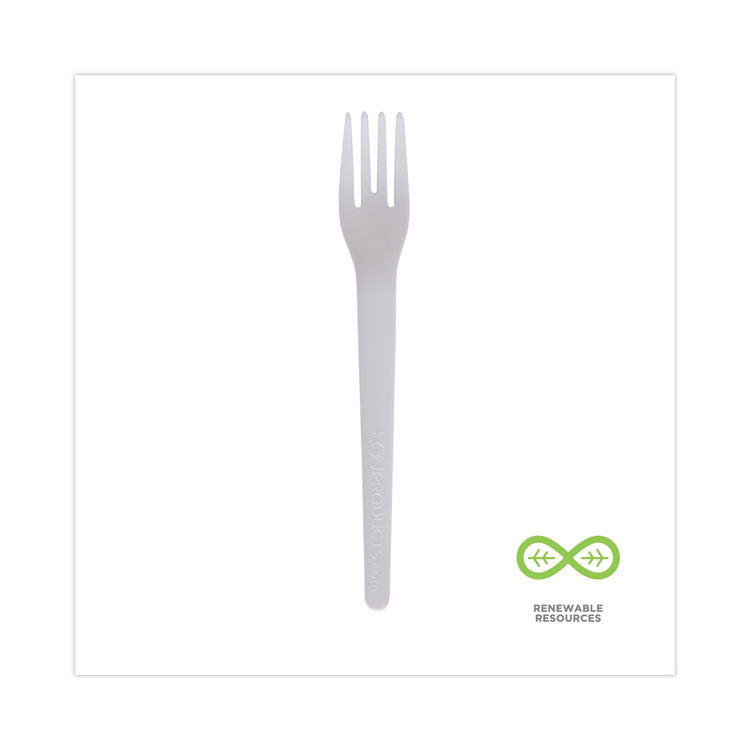 Eco-Products® Plantware Compostable Cutlery, Fork, 6", Pearl White, 50/Pack, 20 Pack/Carton (ECOEPS012)