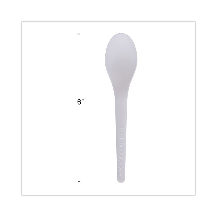 Eco-Products® Plantware Compostable Cutlery, Spoon, 6", Pearl White, 50/Pack, 20 Pack/Carton (ECOEPS013)