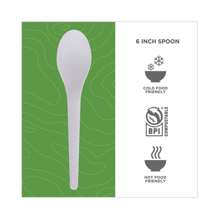 Eco-Products® Plantware Compostable Cutlery, Spoon, 6", Pearl White, 50/Pack, 20 Pack/Carton (ECOEPS013)