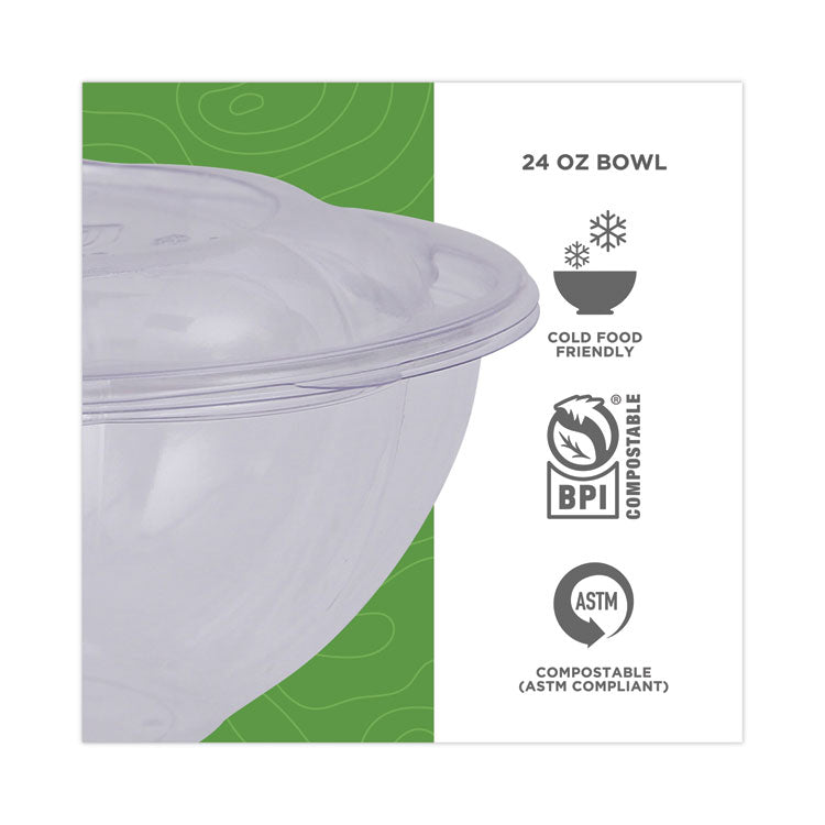 Eco-Products® Renewable and Compostable Salad Bowls with Lids, 24 oz, Clear, Plastic, 50/Pack, 3 Packs/Carton (ECOEPSB24) Case of 150